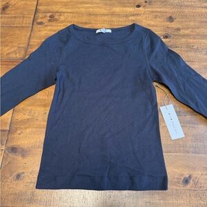 Three Dots Elegant Black Long Sleeve Tee NWT